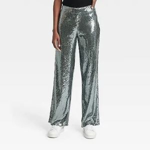 New A New Day Sequin Trouser Pants in Silver